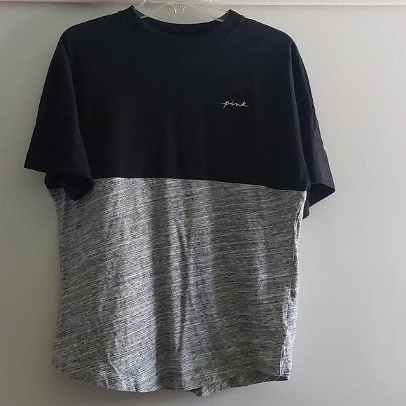 Victoria's Secret Pink Spacedye black campus T-shirt Silver logo XSmall - Picture 4 of 4